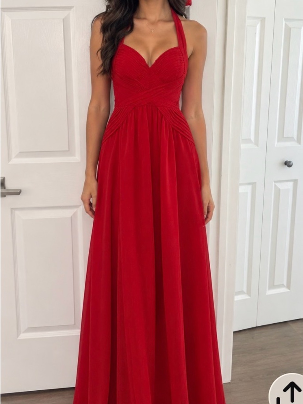 BCBGMaxAzria Red Halter Maxi Dress